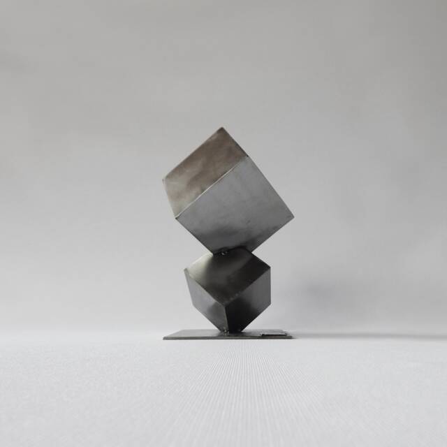 Cubist Style Metal Sculpture/Corten Steel Interior Decoration - Modern Industrial Cubes By Eddiart - image 1
