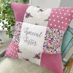 Special Friend Patchwork Cushion Embroidered Floral Gift - thumbnail 3