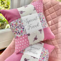 Special Friend Patchwork Cushion Embroidered Floral Gift - thumbnail 2