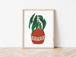 Modern Art, Begonia Maculata Art Print, Botanical Wall Polkadot Plant Boho Poster, Gift For Women, Mothers Day - thumbnail 1