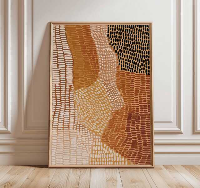 Abstract Wall Art - Modern Boho Poster Neutral Earth Tone Print Contemporary Minimalist Artwork Textured Pattern Decor - image 1