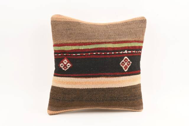 Handmade Kilim Pillow Cover Bohemian Throw Pillow, 16x16 - image 1