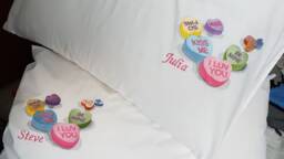 Personalised Embroidered Pair Of Pillow Cases With Love Heart Pattern
