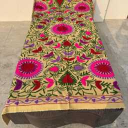 Hand-Embroidered Cotton Suzani Quilt - Artisan Folk Textile, Colorful Bohemian Throw Blanket, Bedspread - thumbnail 2