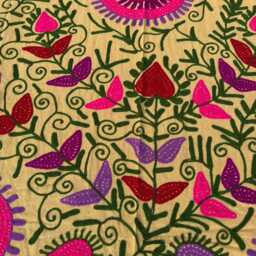Hand-Embroidered Cotton Suzani Quilt - Artisan Folk Textile, Colorful Bohemian Throw Blanket, Bedspread - thumbnail 3