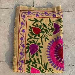 Hand-Embroidered Cotton Suzani Quilt - Artisan Folk Textile, Colorful Bohemian Throw Blanket, Bedspread - thumbnail 4