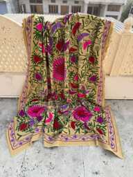 Hand-Embroidered Cotton Suzani Quilt - Artisan Folk Textile, Colorful Bohemian Throw Blanket, Bedspread - thumbnail 1