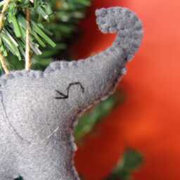Handmade Smiling Elephant Felt Decoration, Stuffed Decorations, Animal Ornament, Christmas Ornaments, Tree Decoration - thumbnail 3