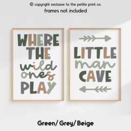 Boys Print Set - Little Man Cave Where The Wild Ones Play Bedroom Prints Nursery Playroom Unframed - thumbnail 3