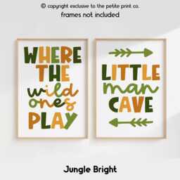 Boys Print Set - Little Man Cave Where The Wild Ones Play Bedroom Prints Nursery Playroom Unframed - thumbnail 2