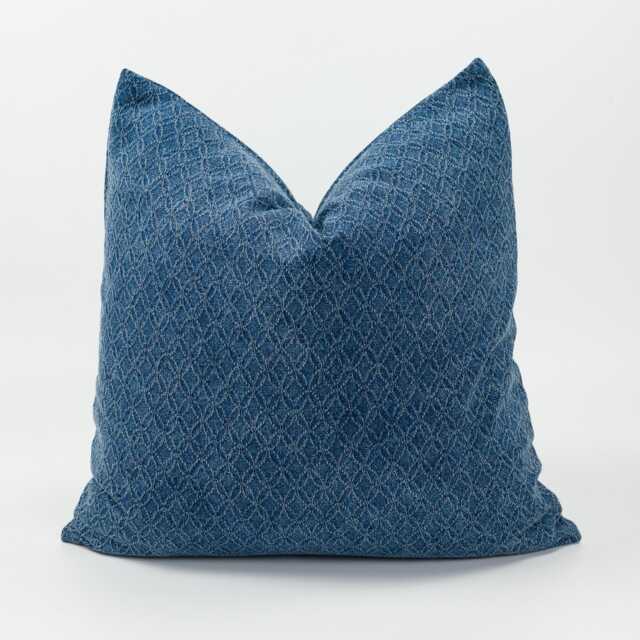 Stonewash Cotton Style Throw Cushion Pillow Cover Dark Blue Textured Vintage Rustic Fabric - image 1