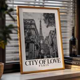 Set Of 3 Paris Prints, Eiffel Tower Wall Art, Bonjour, City Home Decor, White & Black - thumbnail 3