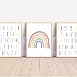 Abc Prints, Number Nursery Playroom Decor, Boys Room Girls Bedroom Boho Nursery, Kids - thumbnail 2