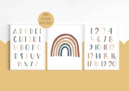 Abc Prints, Number Nursery Playroom Decor, Boys Room Girls Bedroom Boho Nursery, Kids - thumbnail 1