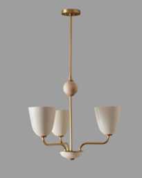 Mid-Century Modern Brass Chandelier 3-Light Nordic Pendant Lighting - thumbnail 1