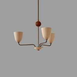 Mid-Century Modern Brass Chandelier 3-Light Nordic Pendant Lighting - thumbnail 2