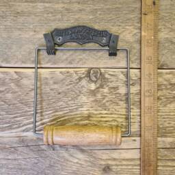 For??t British Paper Co. Vintage Industrial Rustic Hand Forged Wood Handle Toilet Roll Holder in Antique Iron - thumbnail 2