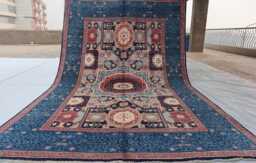 6'2x9'4 Luxury Navy Blue Mamluk Design Rug, Medallion Tekke Farmhouse Area Afghan Brand Kazak Bedroom Office D??cor Rug
