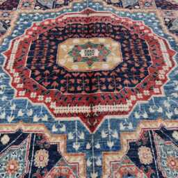 6'2x9'4 Luxury Navy Blue Mamluk Design Rug, Medallion Tekke Farmhouse Area Afghan Brand Kazak Bedroom Office D??cor Rug - thumbnail 3