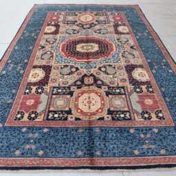 6'2x9'4 Luxury Navy Blue Mamluk Design Rug, Medallion Tekke Farmhouse Area Afghan Brand Kazak Bedroom Office D??cor Rug - thumbnail 2