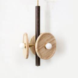 Travertine & Wenge Wood Triple Chandelier Kitchen Island Lighting - thumbnail 3