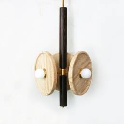 Travertine & Wenge Wood Triple Chandelier Kitchen Island Lighting - thumbnail 2