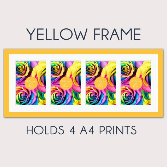 A4 Multi Photo Frame - Holds 4 Prints, Yellow Or Green - image 1