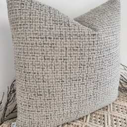 Luxury Handcrafted Greige Woven Scatter Cushion - Elegant Grey Beige Sofa Bed Set Pillow Style 181 - thumbnail 2
