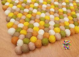 Handmade Wool Felt Ball Rug Yellow Pinocchio Rug