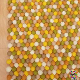 Handmade Wool Felt Ball Rug Yellow Pinocchio Rug - thumbnail 2