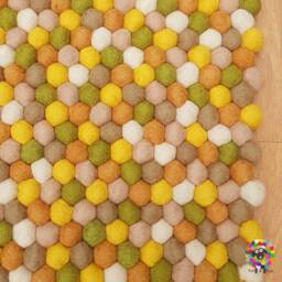 Handmade Wool Felt Ball Rug Yellow Pinocchio Rug - thumbnail 3