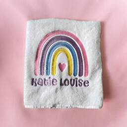 Personalised Kids Swimming Towel - Rainbow Theme Cotton Embroidered Lesson - thumbnail 2