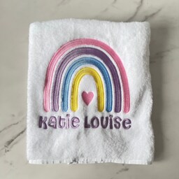 Personalised Kids Swimming Towel - Rainbow Theme Cotton Embroidered Lesson - thumbnail 2