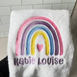 Personalised Kids Swimming Towel - Rainbow Theme Cotton Embroidered Lesson - thumbnail 3