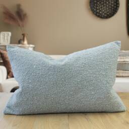 Textured Teddy Bear Boucle Xl Rectangular Cushion in Duck Egg Blue. Luxury & Soft To The Touch Material. 23X15 - thumbnail 1