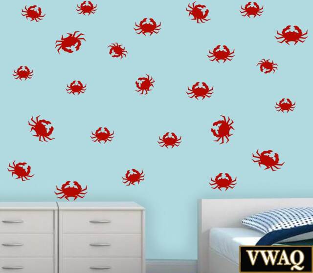 Crabs Decals - Peel & Stick Wall For Nursery Boys Crab Stickers Pack Nautical Vwaq - image 1