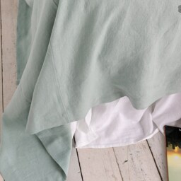 Duck Egg Blue Linen Bedspread - Light King/Queen Size Bed Cover Heavier Throw Colour - thumbnail 4