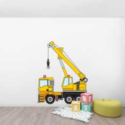 Auto Crane Sticker Construction Wall Decal Kids Room Decor Truck Gift For Boy - thumbnail 2