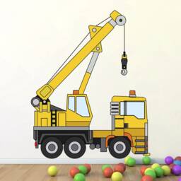 Auto Crane Sticker Construction Wall Decal Kids Room Decor Truck Gift For Boy - thumbnail 3
