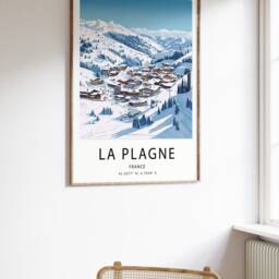 La Plagne France Ski Poster Vintage Winter Sport Travel Print - thumbnail 2