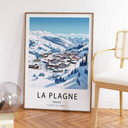 La Plagne France Ski Poster Vintage Winter Sport Travel Print - thumbnail 3