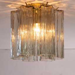Small Ceiling Lamp With Smoky Murano Glass Tronchi, Ceiling Chandelier Diameter 20 cm Design Vintage Style Made in Italy - thumbnail 3