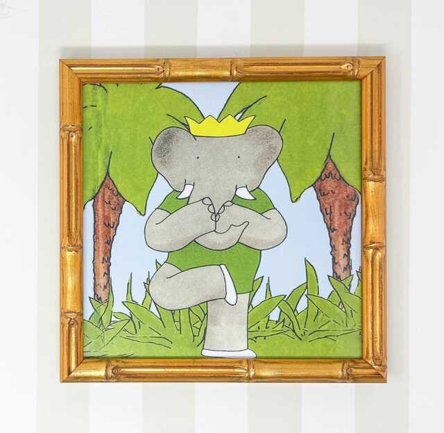 Framed Vintage Babar The Elephant Print, Yoga - image 1