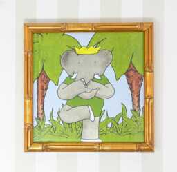 Framed Vintage Babar The Elephant Print, Yoga - thumbnail 1