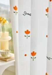 2 Colours Custom Curtains Flowers Net Sheer Voile Curtain For Bedroom Living Room
