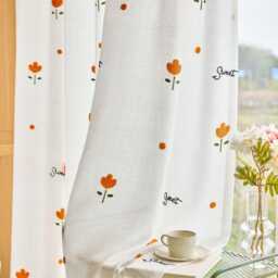 2 Colours Custom Curtains Flowers Net Sheer Voile Curtain For Bedroom Living Room - thumbnail 3