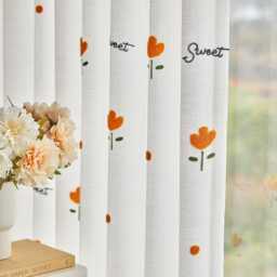 2 Colours Custom Curtains Flowers Net Sheer Voile Curtain For Bedroom Living Room - thumbnail 2