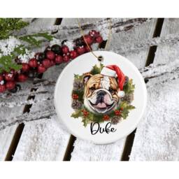 Bulldog Christmas Ornament Personalized Ceramic Tree Decoration - thumbnail 1