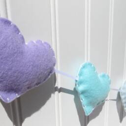 Heart Banner/Garland Bunting - Pastel Nursery Decoration - thumbnail 2