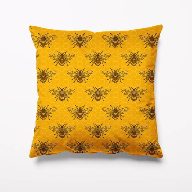 Yellow Small Bee Garden Cushion - Waterproof Outdoor Water Resistant Cushions Pillows 18 - image 1